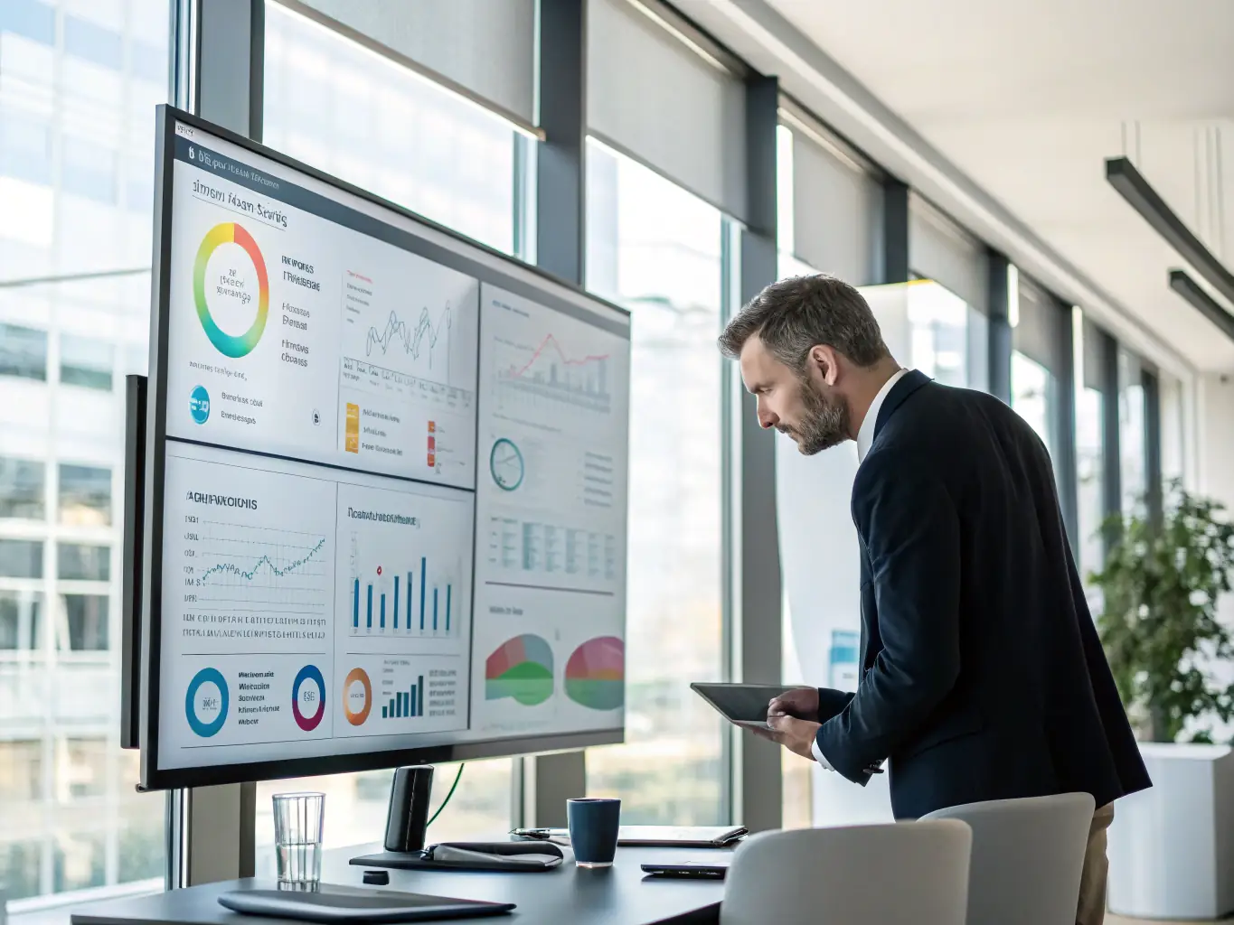 A dynamic image showing a Blink Ads dashboard with playback analytics, highlighting a 90% playback guarantee badge, and a business owner reviewing campaign results on a smartphone.
